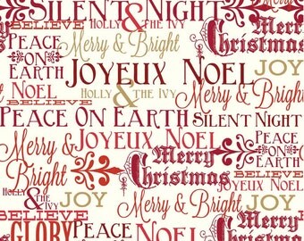 Postcards for Santa Greetings Red by Riley Blake Designs - Merry Christmas - Quilting Cotton Fabric - by the yard fat quarter half