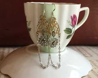 Dangling dreams - unique vintage assemblage earrings
