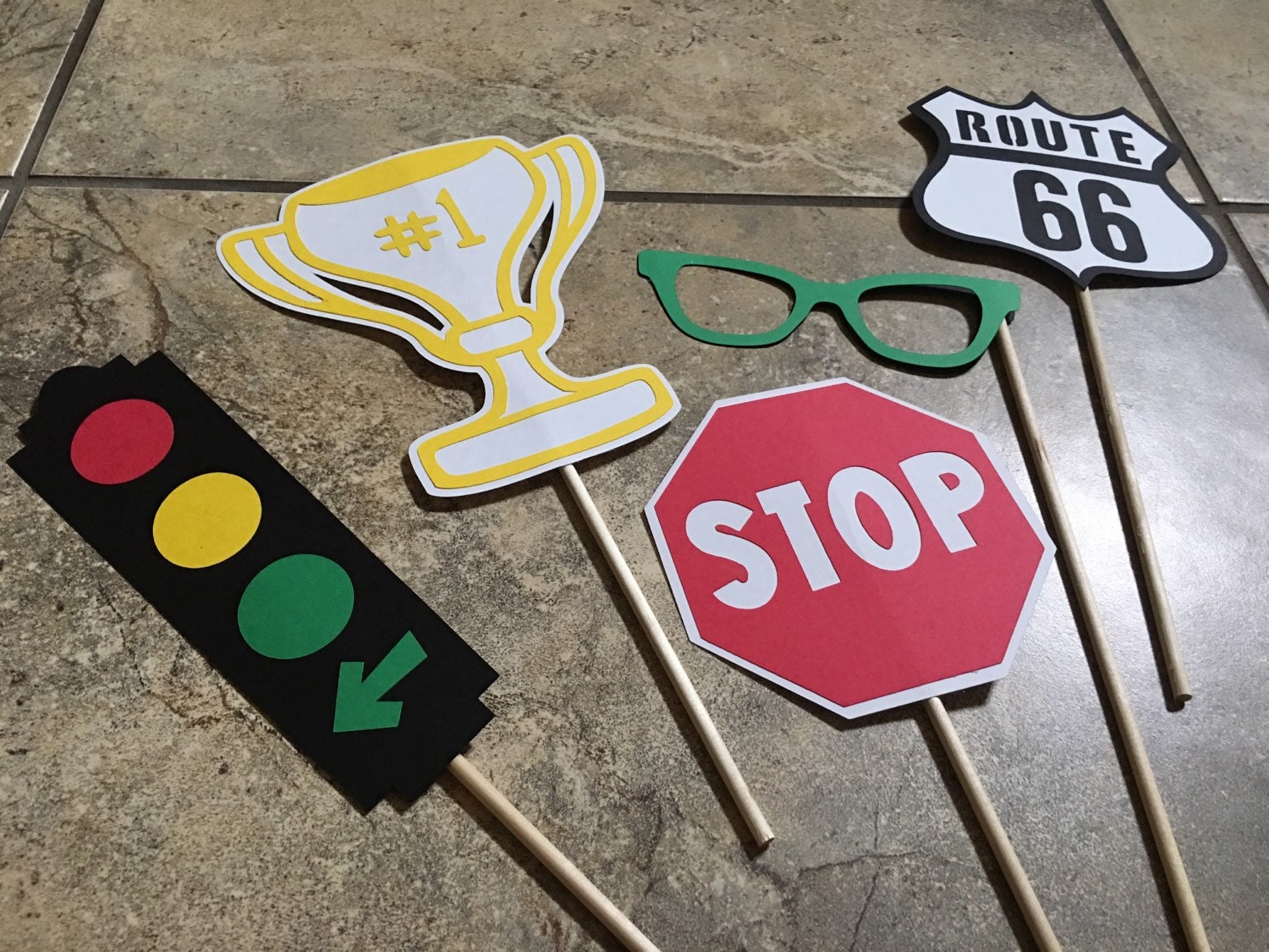 Race car birthday party photo props photo booth props