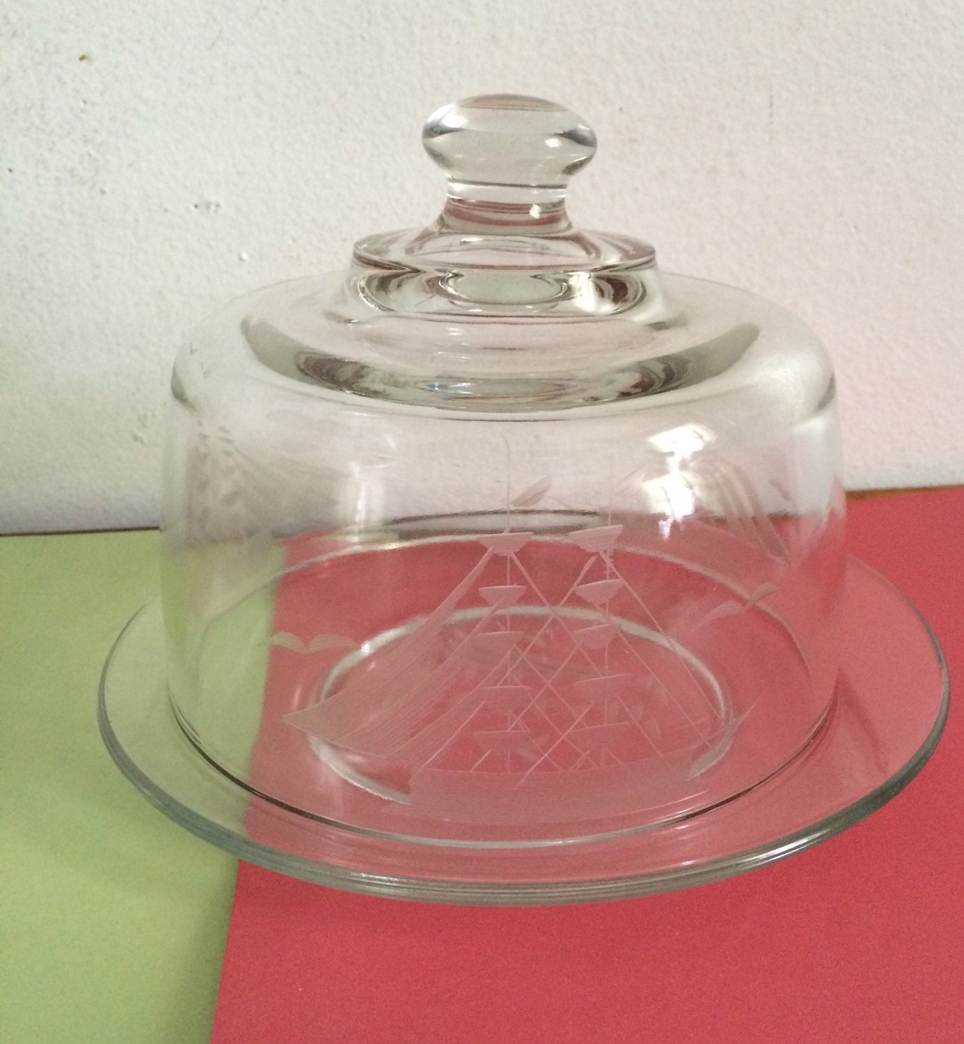 wax for candles cheese Glass BLouVintagePlus Vintage Etched Cheese Tall Ship Dome by wax for candles cheese Glass BLouVintagePlus Vintage Etched Cheese Tall Ship Dome by