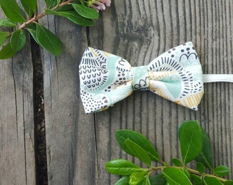 Boys cream bow tie, boys blue bow tie, versatile bow tie, boys summer bowtie,