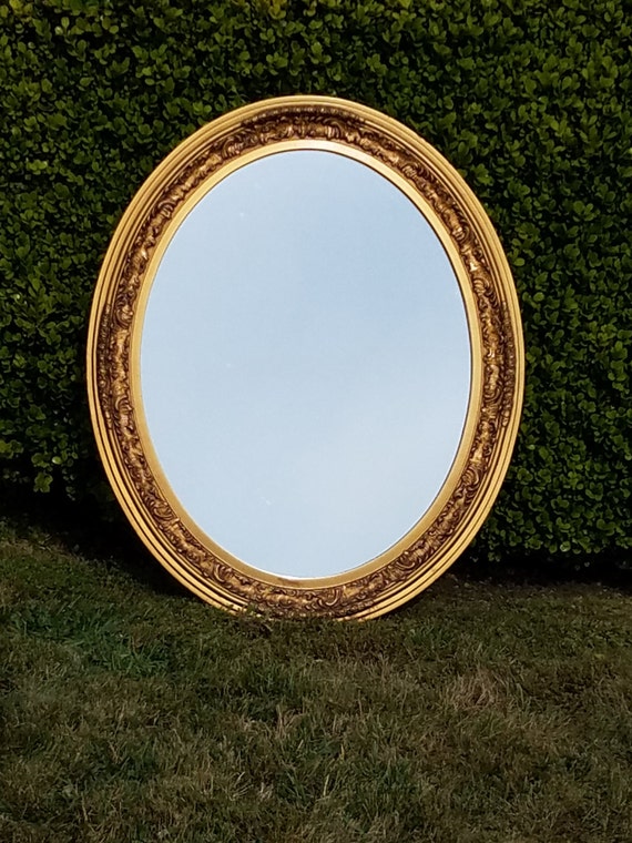 Elegant Gold Oval Mirror