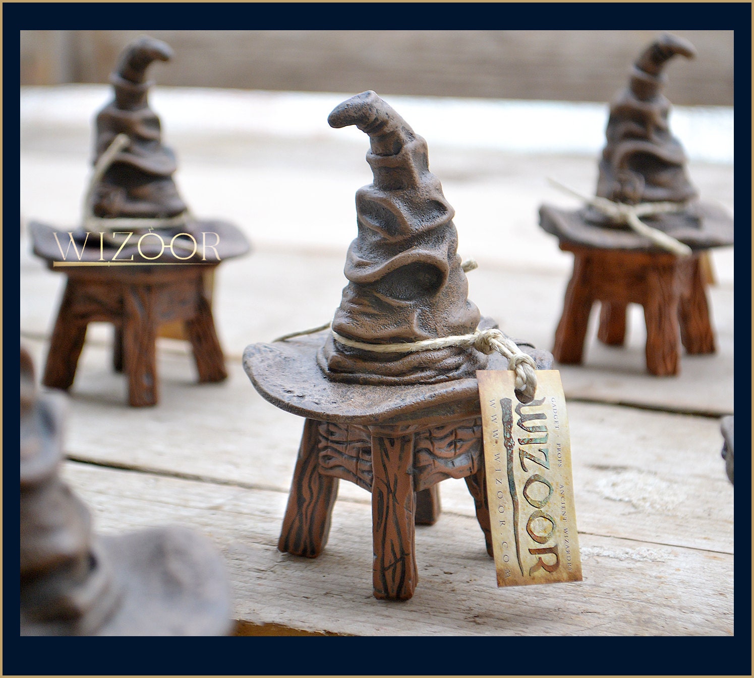 Sorting Hat with stool 14cm high resin cast cappello