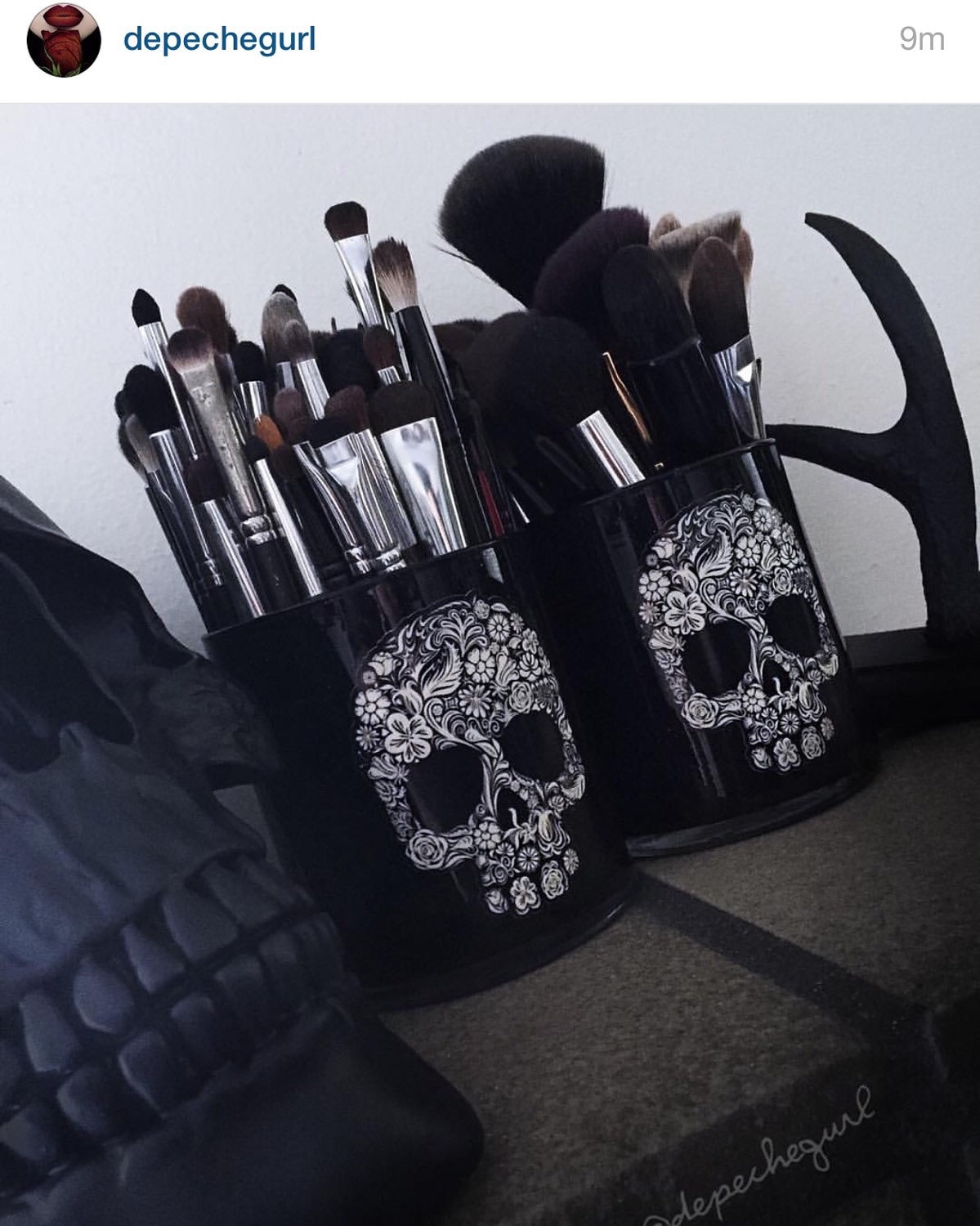 Sugar Skull Makeup Brush Holder