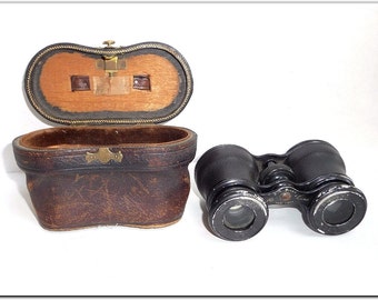 1920's Elegant LEMAIRE FABT PARIS Opera Glasses Binoculars with Leather Case!