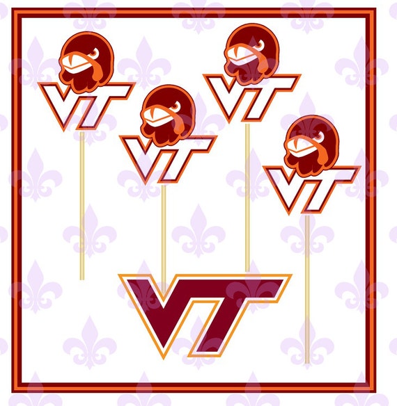 Virginia Tech Cupcake Toppers College Party by MardiGrasToppers