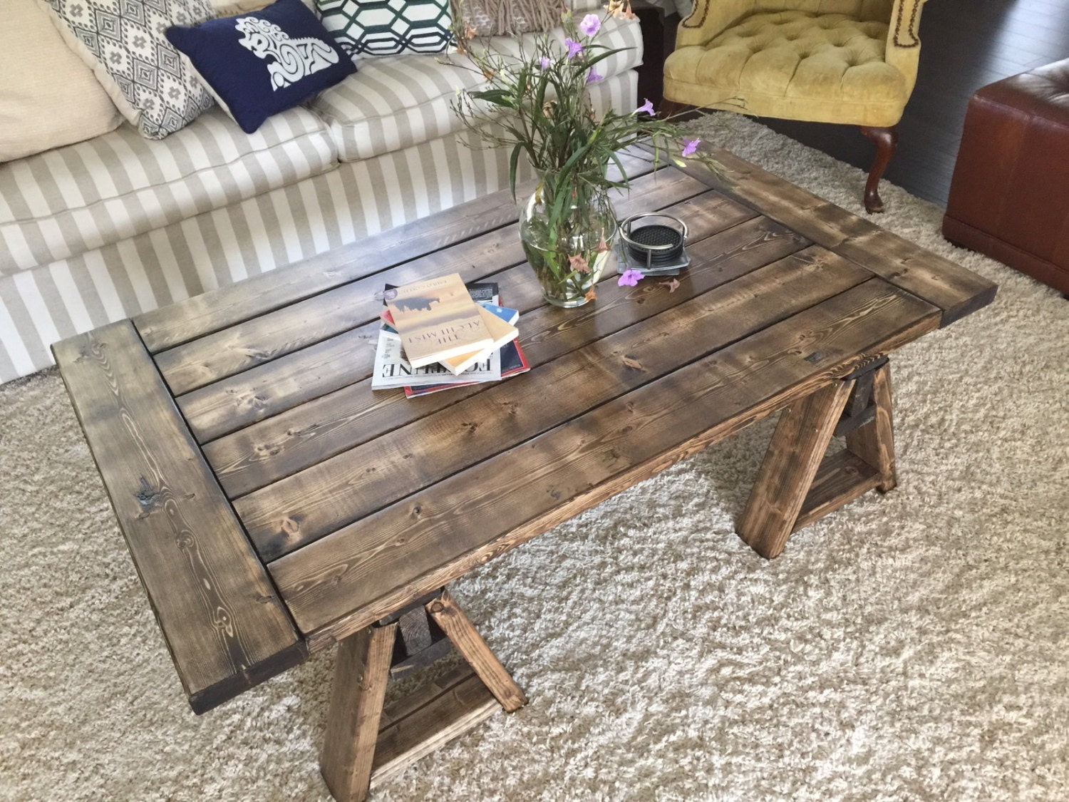 Farmhouse Coffee Table Rustic Coffee TableSawhorse Rustic   Il Fullxfull.885070534 19lw 