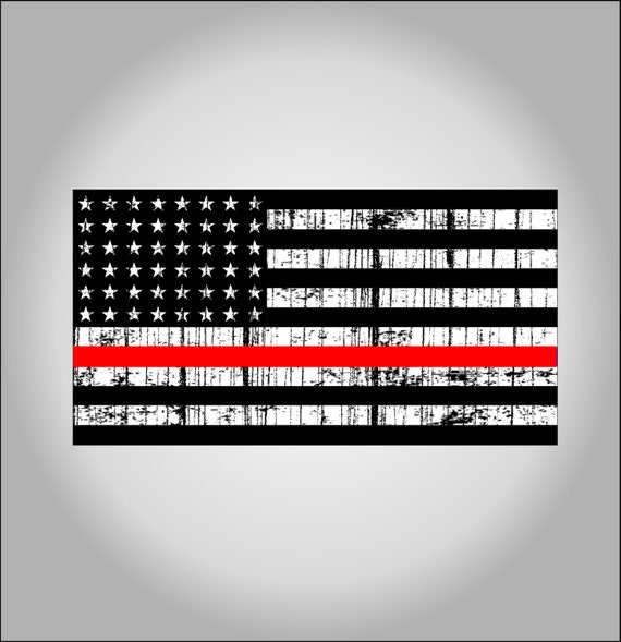 Fire Dept Support Red Line American Flag by VinylJunkieGraphics