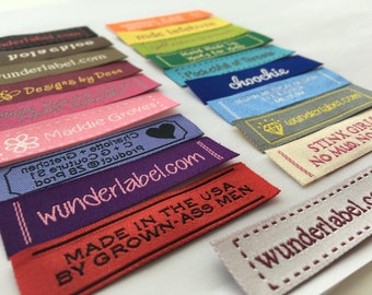 Fabric Tag Labels - Woven Frame, Text & Symbol only 20 USD for 50 Sew-in Labels sewing labels custom sew in labels damask label garment tag