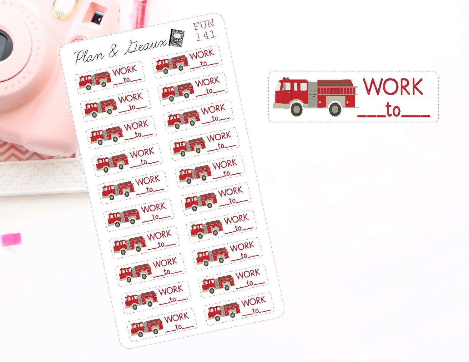 Firefighter Work Schedule Planner Stickers Fireman by PlanandGeaux