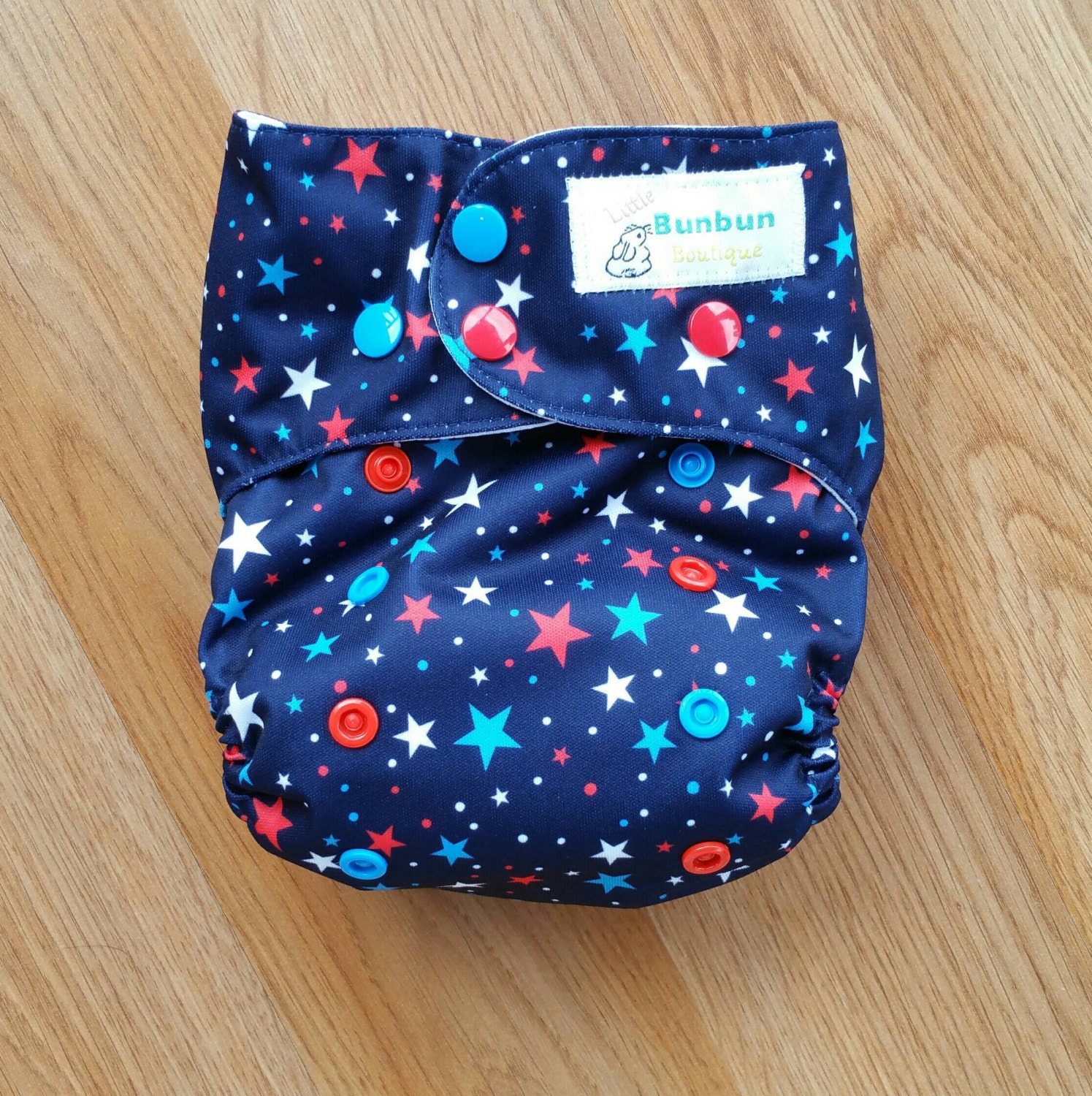 Red White and Blue Stars cloth diaper AIO cloth diaper