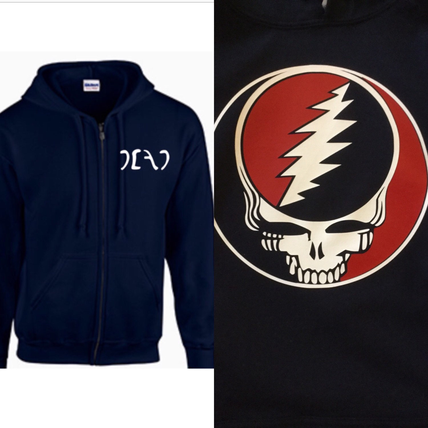 Grateful Dead Stealie full zip up jacket hoodie hoody hooded