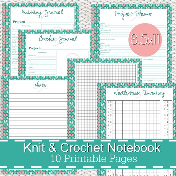 Download Knitting Crochet Planner Notebook Journal by HomemadeStephani