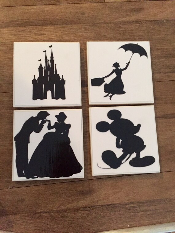 Items similar to Disney Silhouette Coasters (set of 4) on Etsy