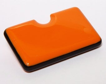 Orange Business Card Holder with black detail