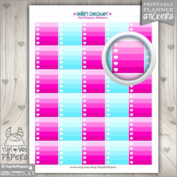 Checklist Stickers Printable Planner Stickers by YupiYeiPapers