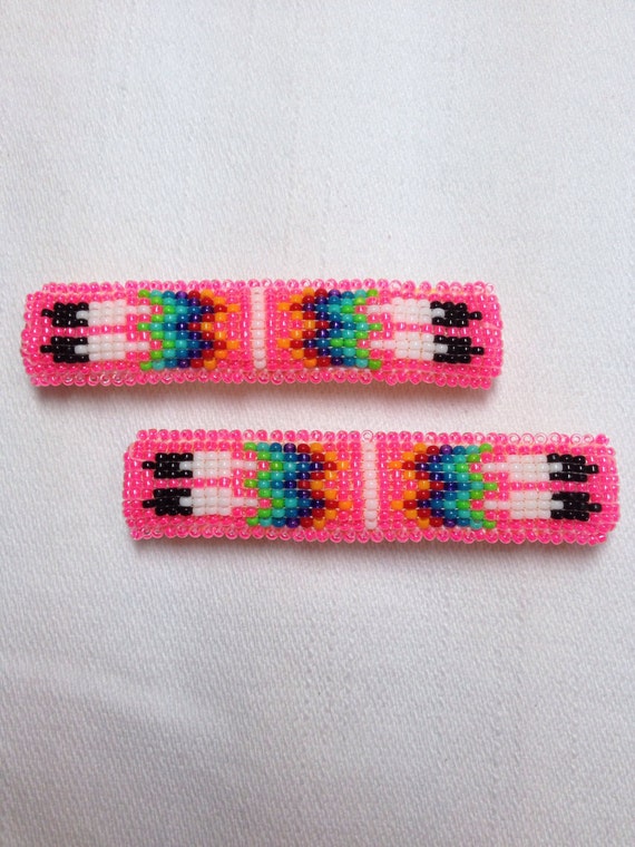 Items similar to Native American beaded barrettes. on Etsy