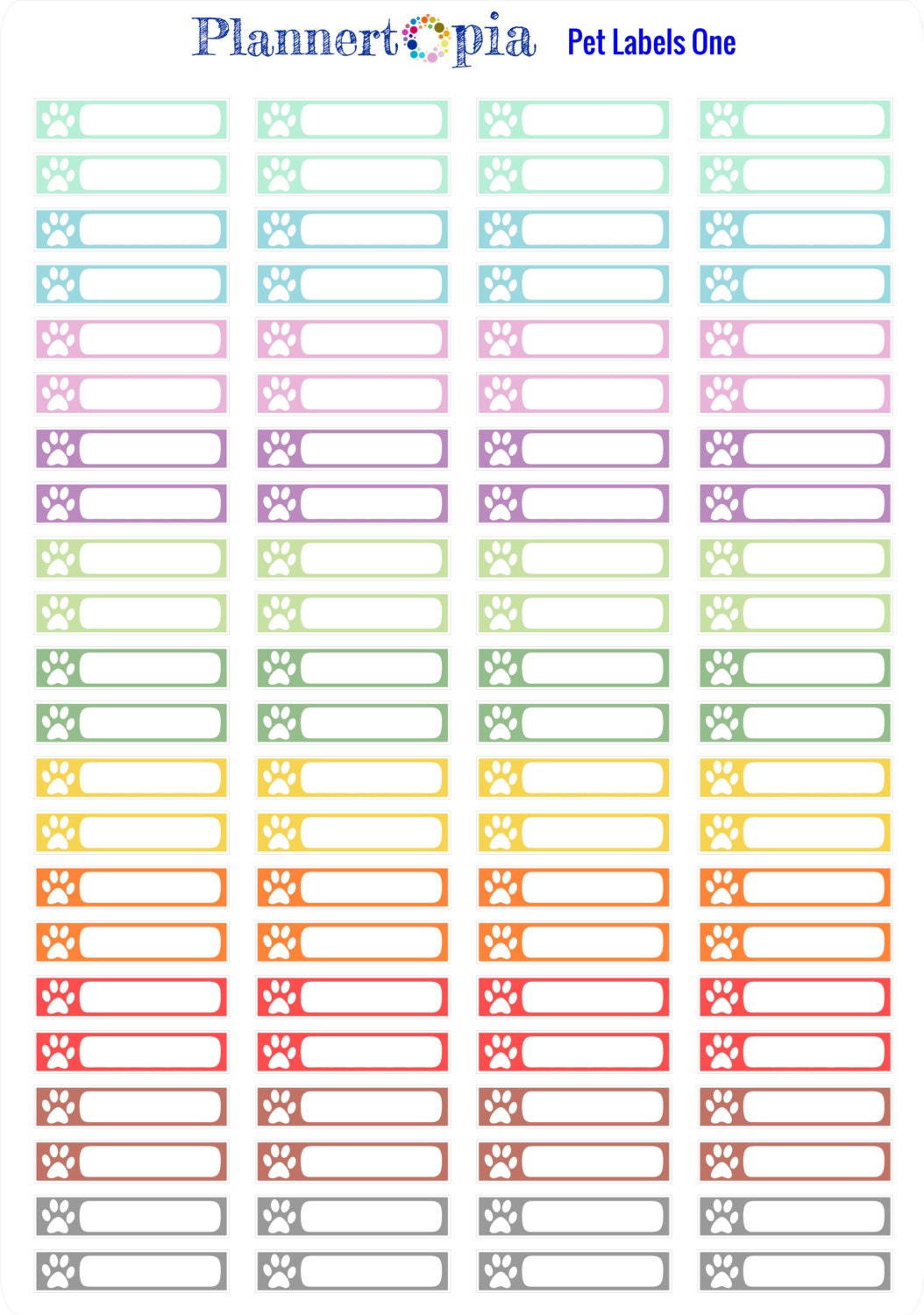 Set of 88 Pet Tracking Labels 1 Planner Stickers Perfect for