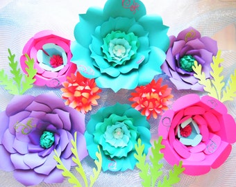 Large Easy DIY paper flower templates SVG by CatchingColorFlies