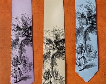 SILK Cheshire Cat Tie - Silk Necktie - Alice in Wonderland Necktie - Men's Necktie - Father's Gift - John Tenniel - Men's Gift