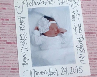 Birth Stats - Custom Hand-Lettered Photo Mat