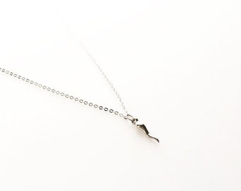 Tiny Italian Horn Pendant Necklace/ Small Italian Horn Necklace/ Sterling Silver or Gold Fill Italian Horn Necklace/ Cornicello Necklace