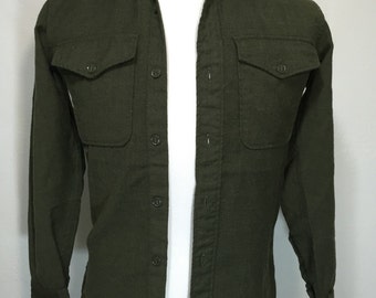 80's military wool shirt khaki mens size small