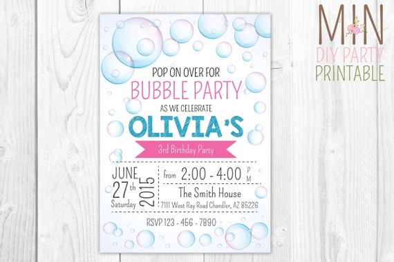 Bubble Theme Invitation 2Bubble Party Bubble Party