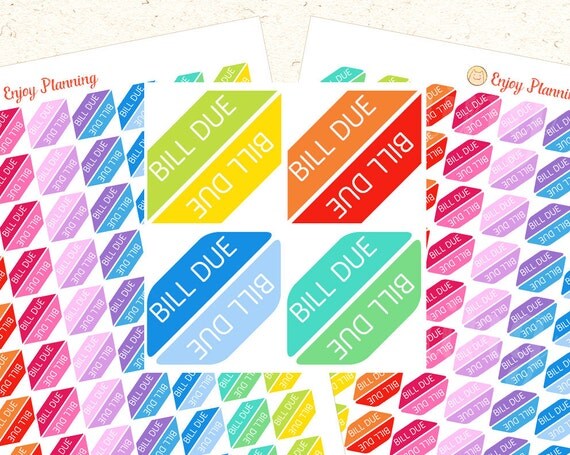 Bill Due planner stickers Printable Bill Due stickers Bill Due