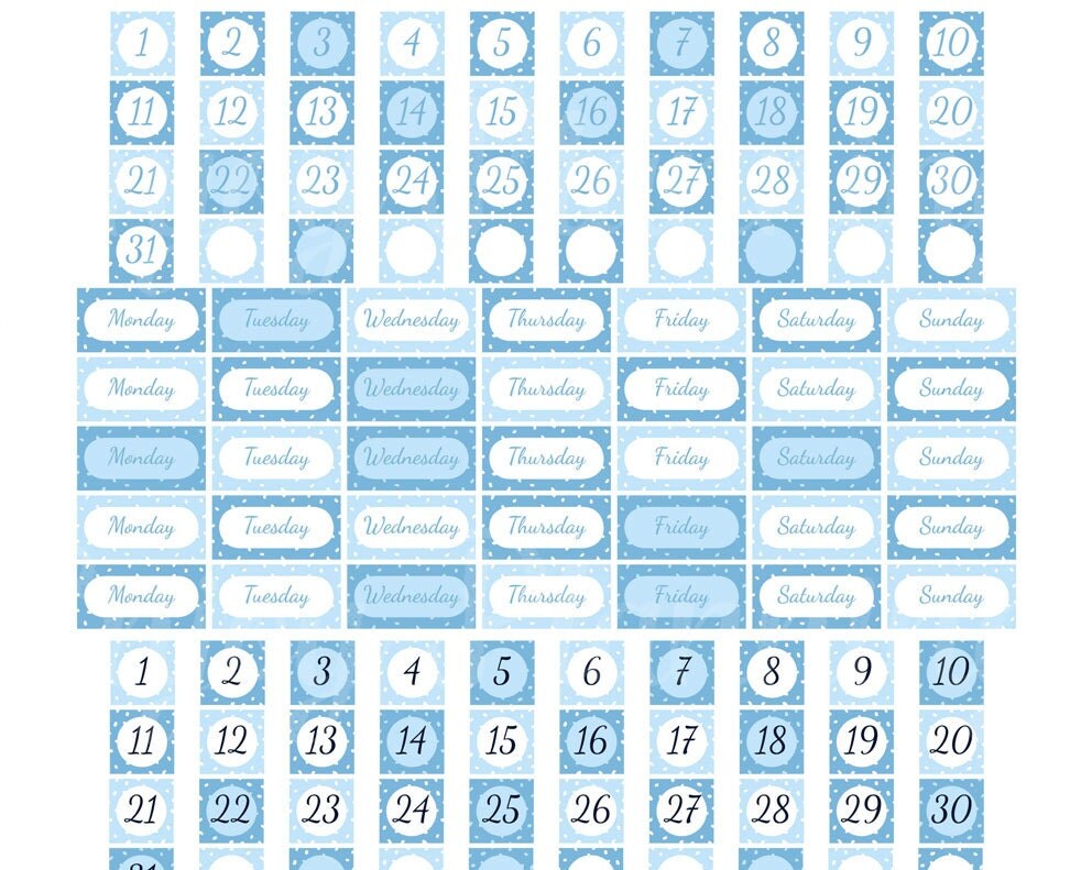 PRINTABLE Date Cover Planner Stickers Erin Condren Blue Date