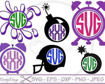 Circle Monogram SVG files for Cricut, DXF files designs for silhouette, svg cutting file, svg files monogram bomb, clock monogram frame