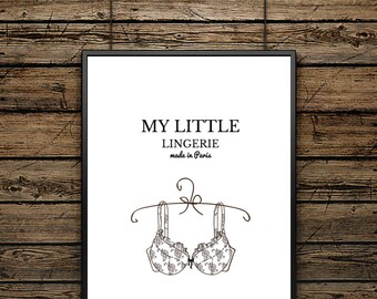 Affiche illustration Phrase Lingerie - Tableau Noir et Blanc - Style Scandinave - Décoration murale mode - Qualité Premium - Idéal Cadeau