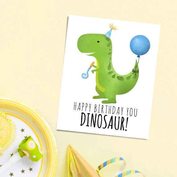 Happy Birthday You Dinosaur Digital 8x10 Printable Poster