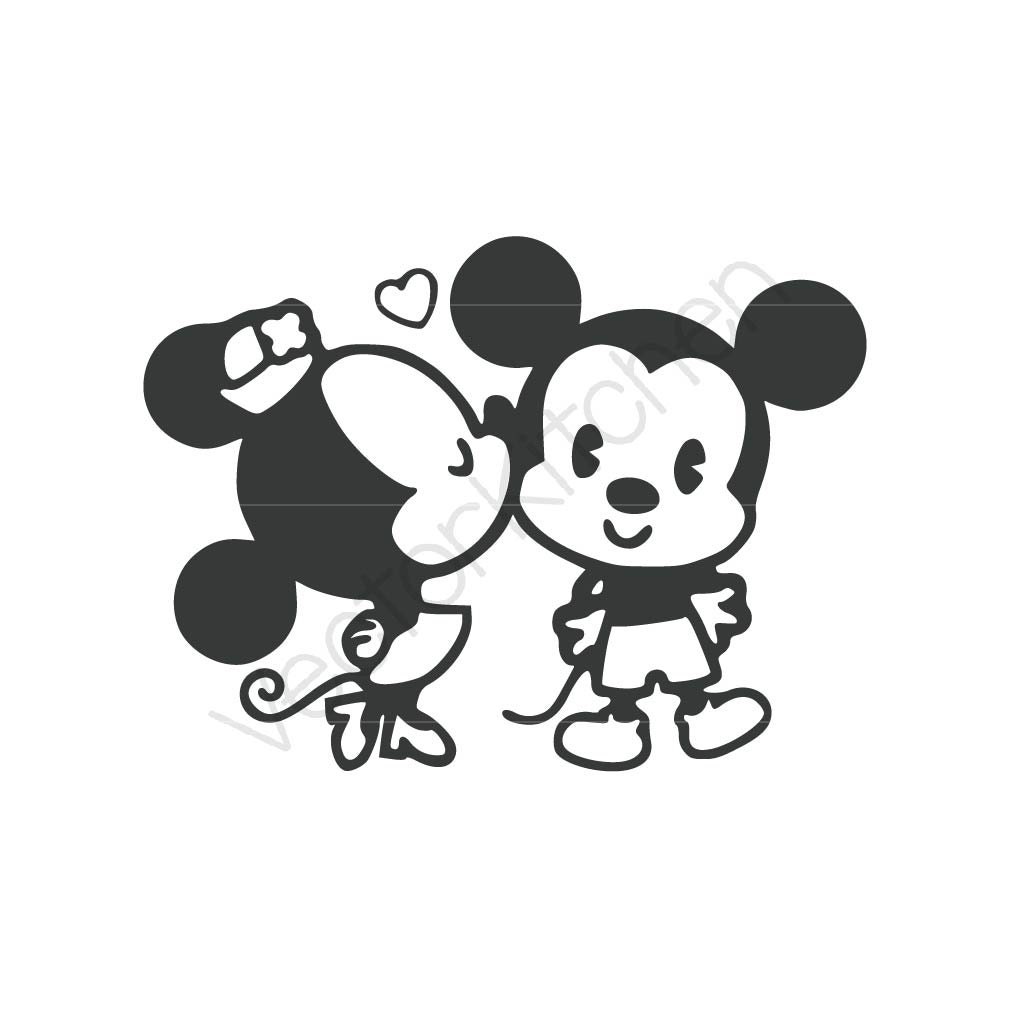 Download Retro Kissing Mickey Minnie Inspired Cutting Template SVG EPS Silhouette Cricut Sure Cuts A Lot ...