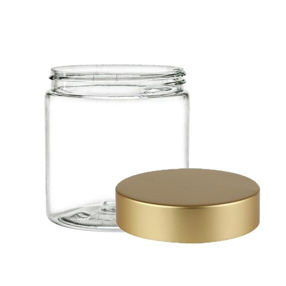 25 Clear Jars with Brushed Gold Lids Plastic Jars for Body