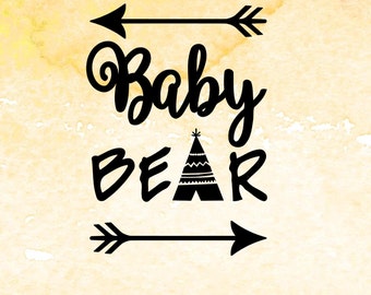 Baby Bear svg, digital design cutting files for Cricut, Cameo and other Vinyl Cutters. Arrow SVG, PDF, EPS files, bear cub