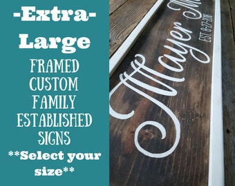 Large Framed Family Name Sign, Family Established Sign, Family Established Wood, Rustic Decor, Farmhouse Decor, Anniversary Gift, Rustic