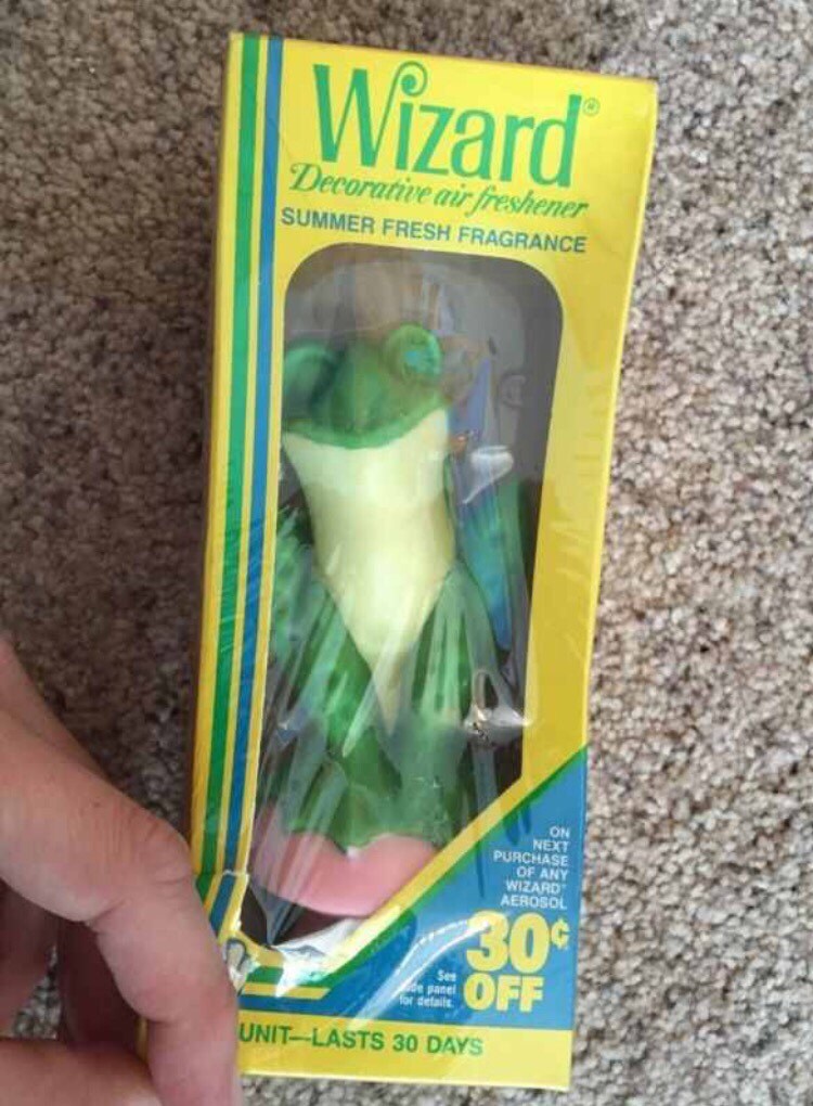 Vintage WIZARD Decorative Air Freshener Green Frog 1970s