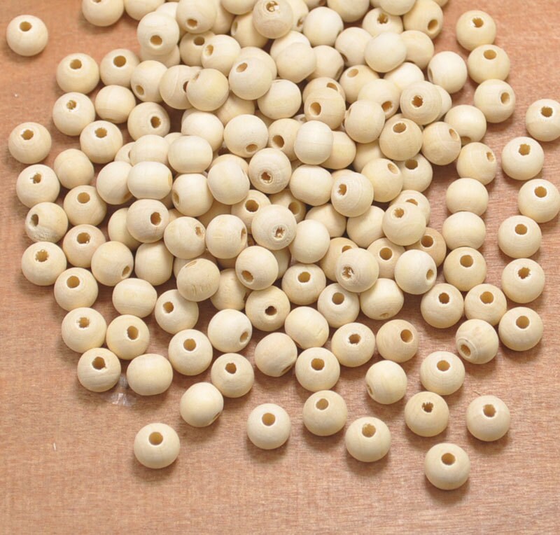 mini round wood beads200pcs small unfinished spacer beads