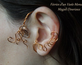 Copper Elvish left ear glass bead