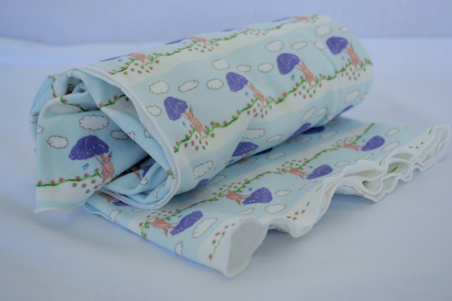 Organic Cotton Blue Baby Blanket Blue Receiving Baby by MarzyMia