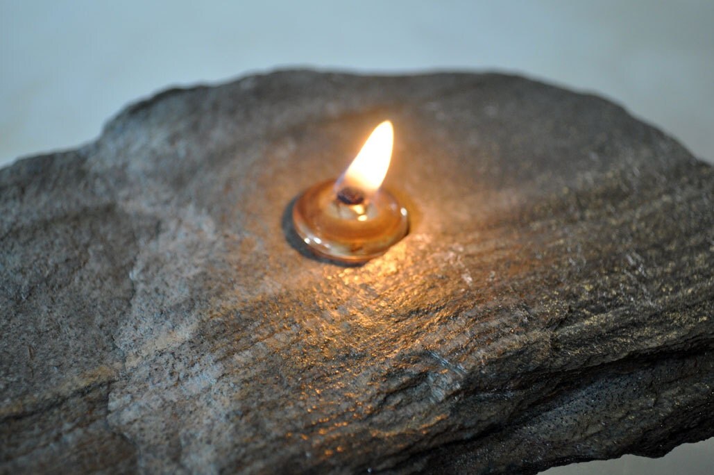 Rock candle handamde Stone/Rock oil lamp by SmokyMountainHomeNec