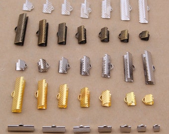Ribbon Clip Clamp Cord Crimp End Cap Tip Pinch Necklace Bracelet Connector Finding DIY 1/4" 1/2" 1inch 1 1/2"