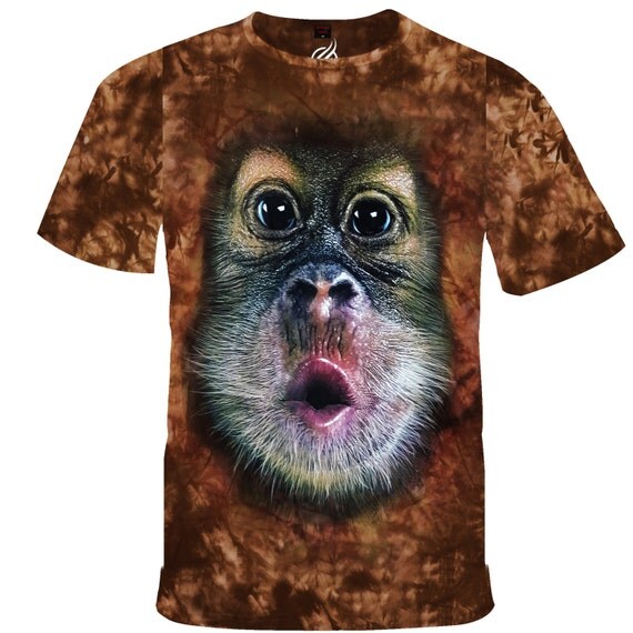 Kissy Pouting Monkey Orangutan Chimp Print On Safari Themed