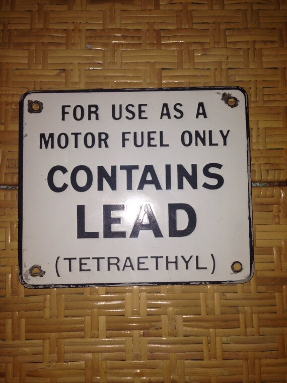 Gas Pump Contains Lead Porcelain Sign by Mattsantiques1 on Etsy