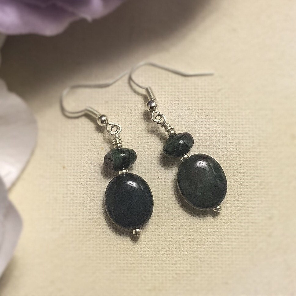 Women Ethnic Alloy Jade Earrings
