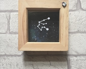 Zodiac constellation framed papercut art, Aquarius, zodiac gift