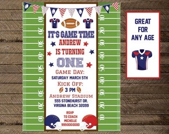 Football Invitation, Boy's Birthday football invite, first birthday, sports invite, football birthday, football theme party, sports theme