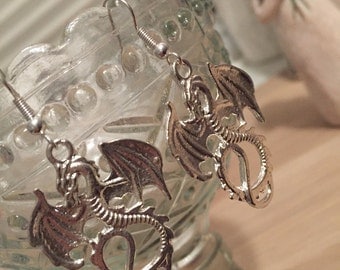 Dragon earrings, dragon jewellery, Game of thrones earrings, mythical earrings, khaleesi inspired, mother of dragons, stocking stuffer