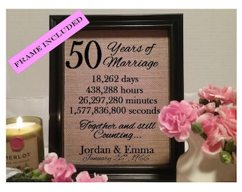 Framed 50th Anniversary Gift | 50th Wedding Anniversary Gifts | Personalized 50th Anniversary Gift | Anniversary Gift for Wife Husband